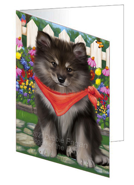 Spring Floral Finnish Lapphund Dog Handmade Artwork Assorted Pets Greeting Cards and Note Cards with Envelopes for All Occasions and Holiday Seasons
