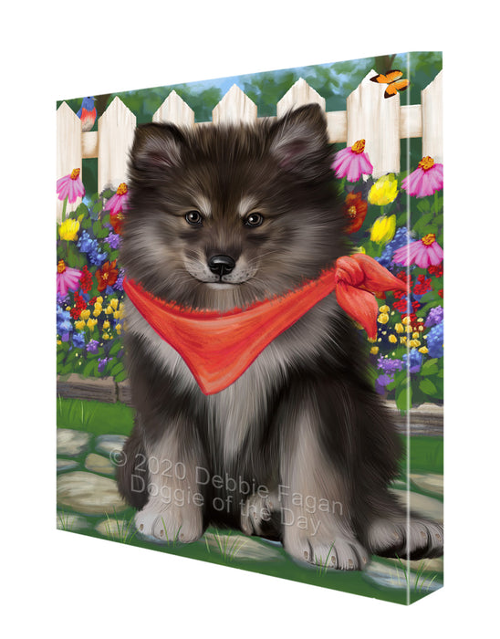Spring Floral Finnish Lapphund Dog Canvas Wall Art - Premium Quality Ready to Hang Room Decor Wall Art Canvas - Unique Animal Printed Digital Painting for Decoration CVS484