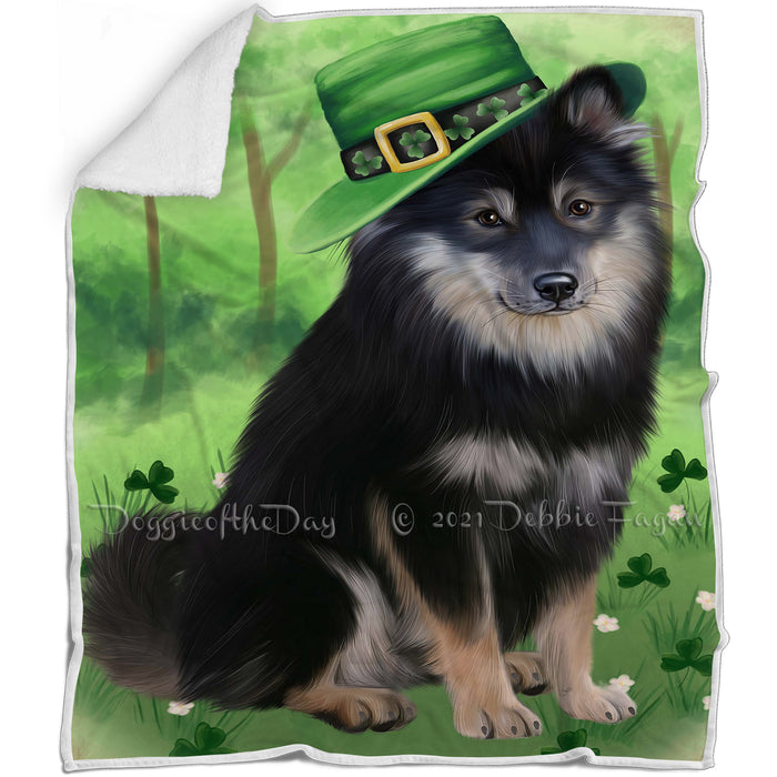 St. Patricks Day Irish Portrait Finnish Lapphund Dog Blanket BLNKT142348