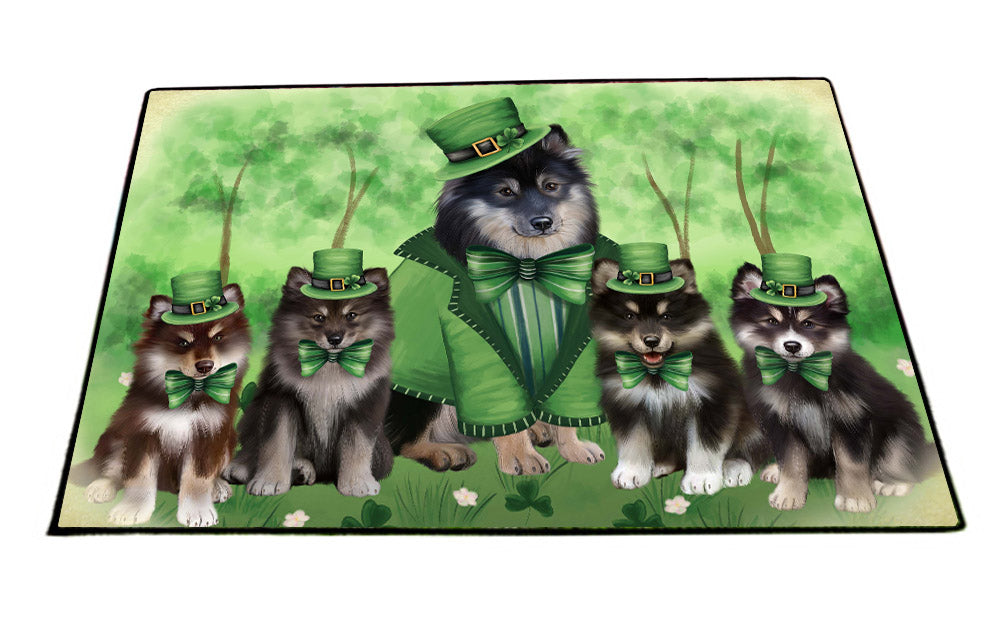 St. Patrick's Day Family Finnish Lapphund Dogs Floor Mat- Anti-Slip Pet Door Mat Indoor Outdoor Front Rug Mats for Home Outside Entrance Pets Portrait Unique Rug Washable Premium Quality Mat