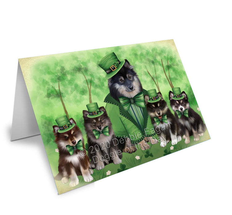 St. Patrick's Day Family Finnish Lapphund Dogs Handmade Artwork Assorted Pets Greeting Cards and Note Cards with Envelopes for All Occasions and Holiday Seasons