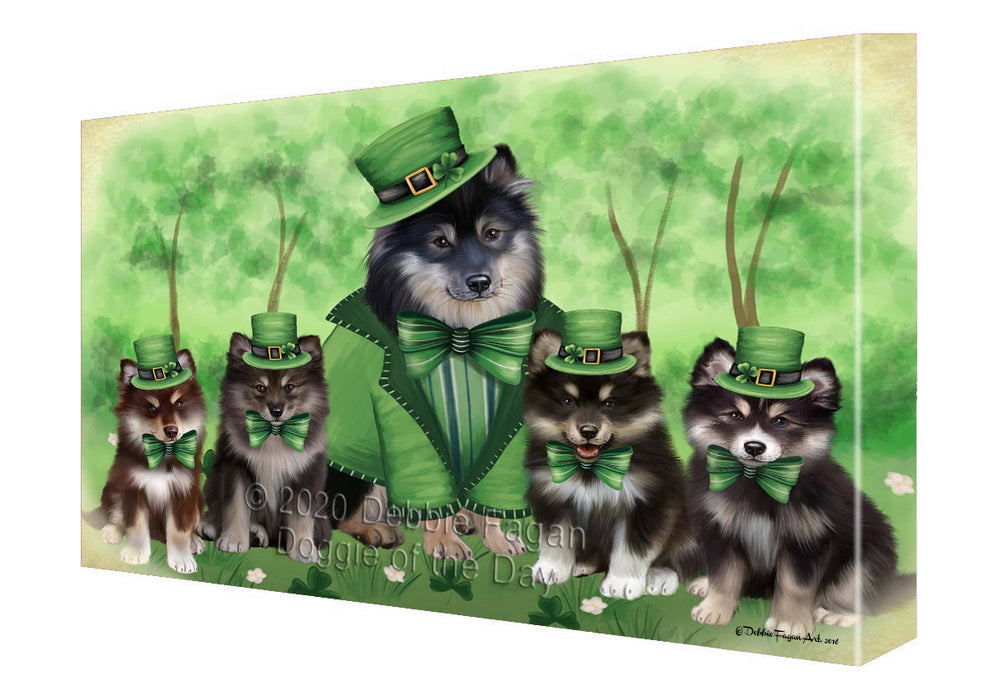 St. Patrick's Day Family Finnish Lapphund Dogs Canvas Wall Art - Premium Quality Ready to Hang Room Decor Wall Art Canvas - Unique Animal Printed Digital Painting for Decoration