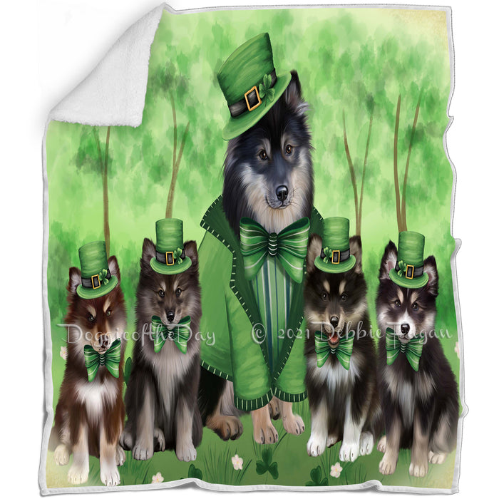 St. Patricks Day Irish Portrait Finnish Lapphund Dogs Blanket BLNKT142349