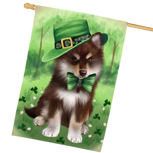St. Patrick's Day Finnish Lapphund Dog House Flag Outdoor Decorative Double Sided Pet Portrait Weather Resistant Premium Quality Animal Printed Home Decorative Flags 100% Polyester FLG69728