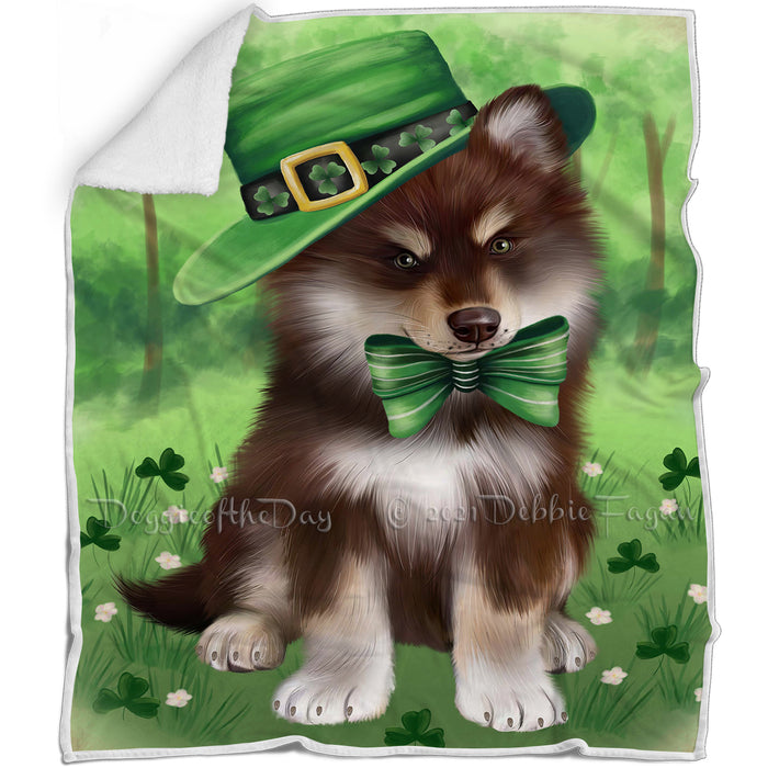 St. Patricks Day Irish Portrait Finnish Lapphund Dog Blanket BLNKT142351