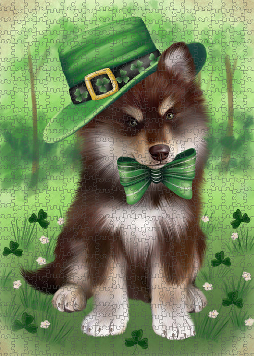 St. Patrick's Day Finnish Lapphund Dog Portrait Jigsaw Puzzle for Adults Animal Interlocking Puzzle Game Unique Gift for Dog Lover's with Metal Tin Box PZL1035
