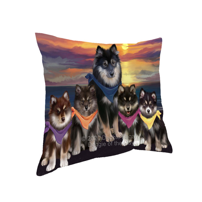 Family Sunset Portrait Finnish Lapphund Dogs Pillow with Top Quality High-Resolution Images - Ultra Soft Pet Pillows for Sleeping - Reversible & Comfort - Ideal Gift for Dog Lover - Cushion for Sofa Couch Bed - 100% Polyester