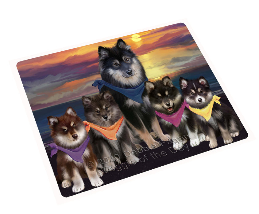 Family Sunset Portrait Finnish Lapphund Dogs Cutting Board - For Kitchen - Scratch & Stain Resistant - Designed To Stay In Place - Easy To Clean By Hand - Perfect for Chopping Meats, Vegetables