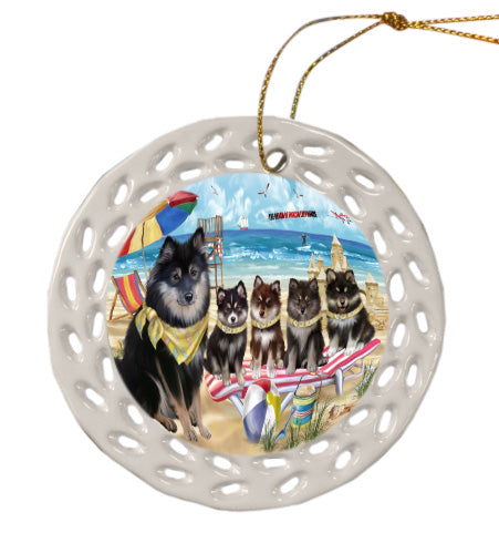 Pet Friendly Beach Finnish Lapphund Dogs  Doily Ornament DPOR58508