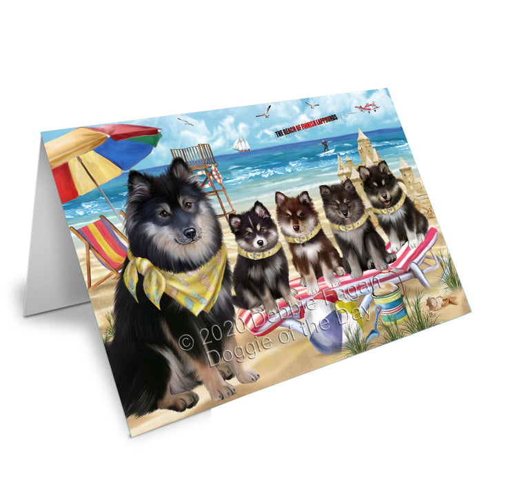 Pet Friendly Beach Finnish Lapphund Dogs Handmade Artwork Assorted Pets Greeting Cards and Note Cards with Envelopes for All Occasions and Holiday Seasons