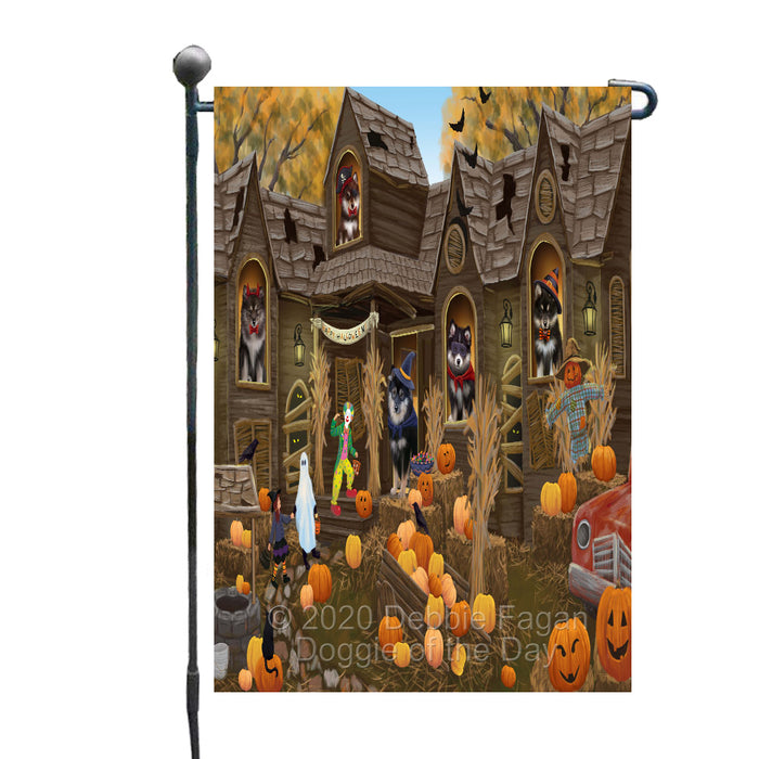 Haunted House Halloween Trick or Treat Finnish Lapphund Dogs Garden Flags Outdoor Decor for Homes and Gardens Double Sided Garden Yard Spring Decorative Vertical Home Flags Garden Porch Lawn Flag for Decorations