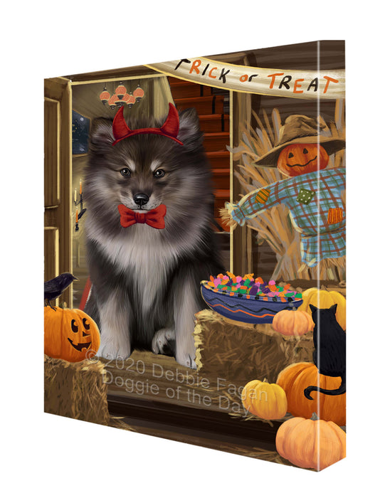Enter at Your Own Risk Halloween Trick or Treat Finnish Lapphund Dogs Canvas Wall Art - Premium Quality Ready to Hang Room Decor Wall Art Canvas - Unique Animal Printed Digital Painting for Decoration CVS239