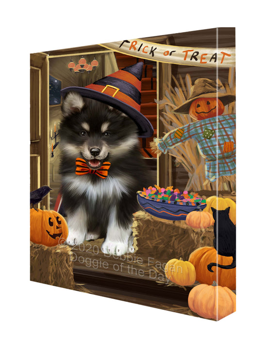 Enter at Your Own Risk Halloween Trick or Treat Finnish Lapphund Dogs Canvas Wall Art - Premium Quality Ready to Hang Room Decor Wall Art Canvas - Unique Animal Printed Digital Painting for Decoration CVS240