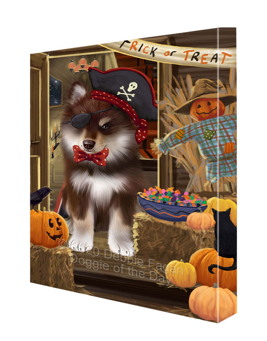 Enter at Your Own Risk Halloween Trick or Treat Finnish Lapphund Dogs Canvas Wall Art - Premium Quality Ready to Hang Room Decor Wall Art Canvas - Unique Animal Printed Digital Painting for Decoration CVS241