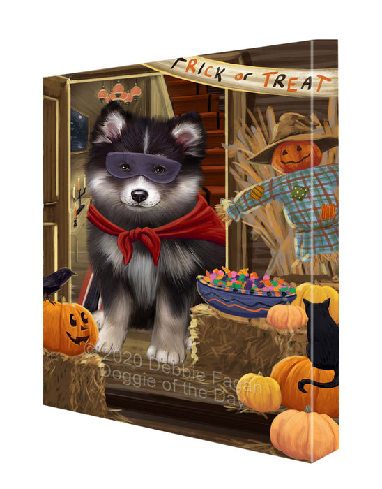 Enter at Your Own Risk Halloween Trick or Treat Finnish Lapphund Dogs Canvas Wall Art - Premium Quality Ready to Hang Room Decor Wall Art Canvas - Unique Animal Printed Digital Painting for Decoration CVS242