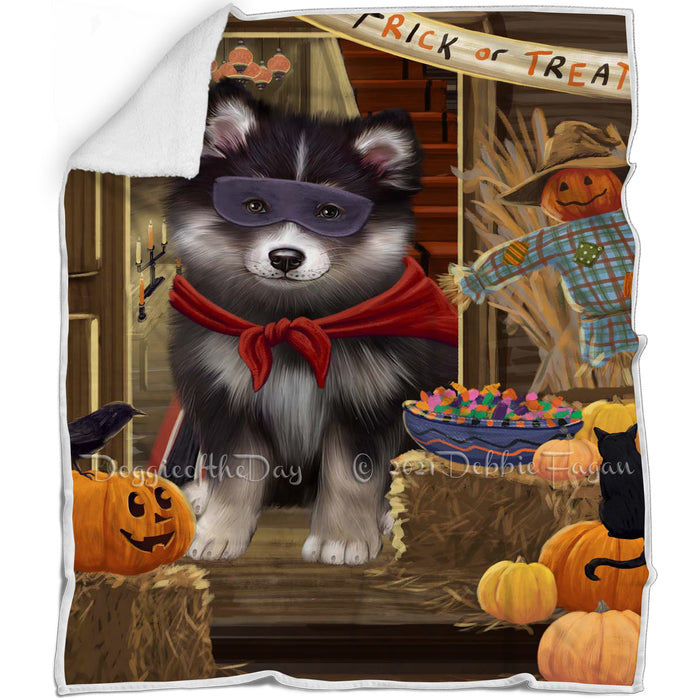 Enter at Own Risk Trick or Treat Halloween Finnish Lapphund Dog Blanket BLNKT142626