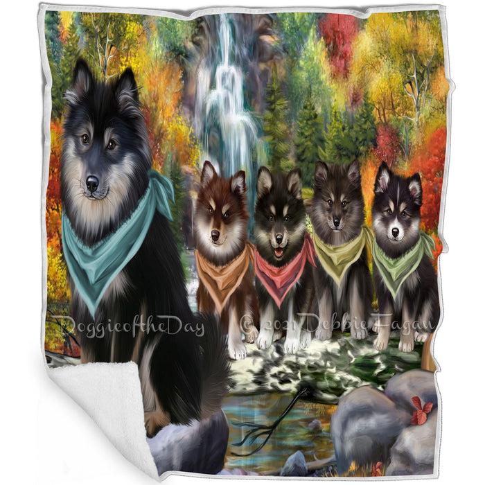 Scenic Waterfall Finnish Lapphund Dogs Blanket BLNKT142561