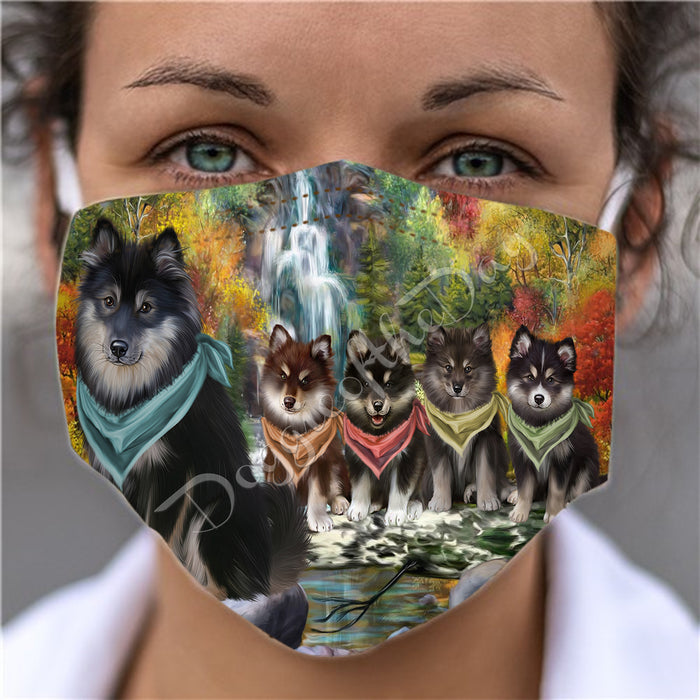 Scenic Waterfall Finnish Lapphund Dogs Face Mask FM49300
