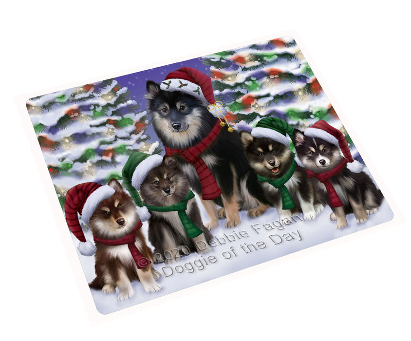 Christmas Happy Holidays Finnish Lapphund Dogs Family Portrait Refrigerator/Dishwasher Magnet - Kitchen Decor Magnet - Pets Portrait Unique Magnet - Ultra-Sticky Premium Quality Magnet