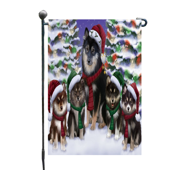 Christmas Happy Holidays Finnish Lapphund Dogs Family Portrait Garden Flags Outdoor Decor for Homes and Gardens Double Sided Garden Yard Spring Decorative Vertical Home Flags Garden Porch Lawn Flag for Decorations
