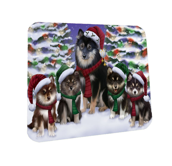 Christmas Happy Holidays Finnish Lapphund Dogs Family Portrait Coasters Set of 4 CSTA58177