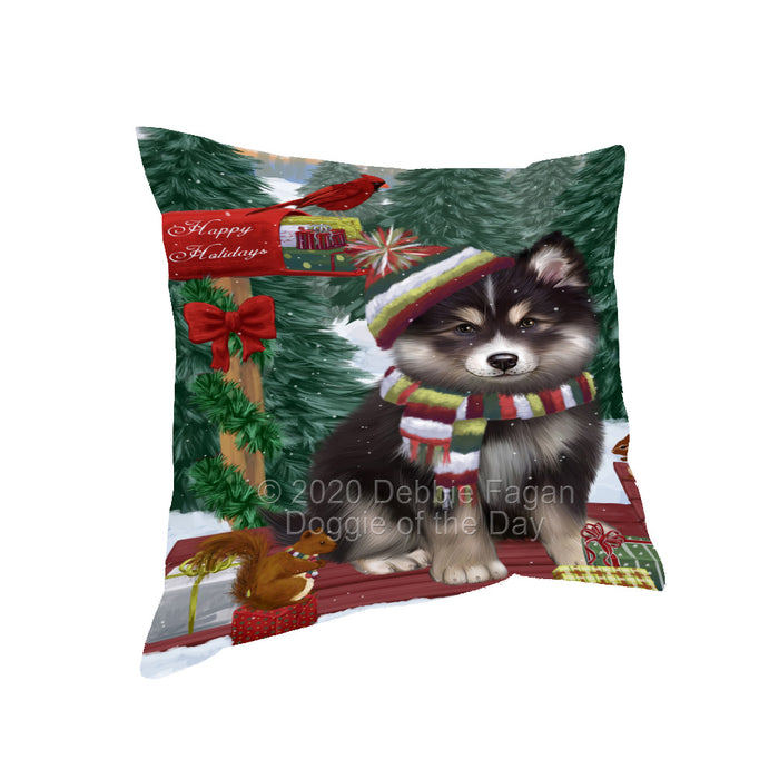 Christmas Woodland Sled Finnish Lapphund Dog Pillow with Top Quality High-Resolution Images - Ultra Soft Pet Pillows for Sleeping - Reversible & Comfort - Ideal Gift for Dog Lover - Cushion for Sofa Couch Bed - 100% Polyester, PILA93616