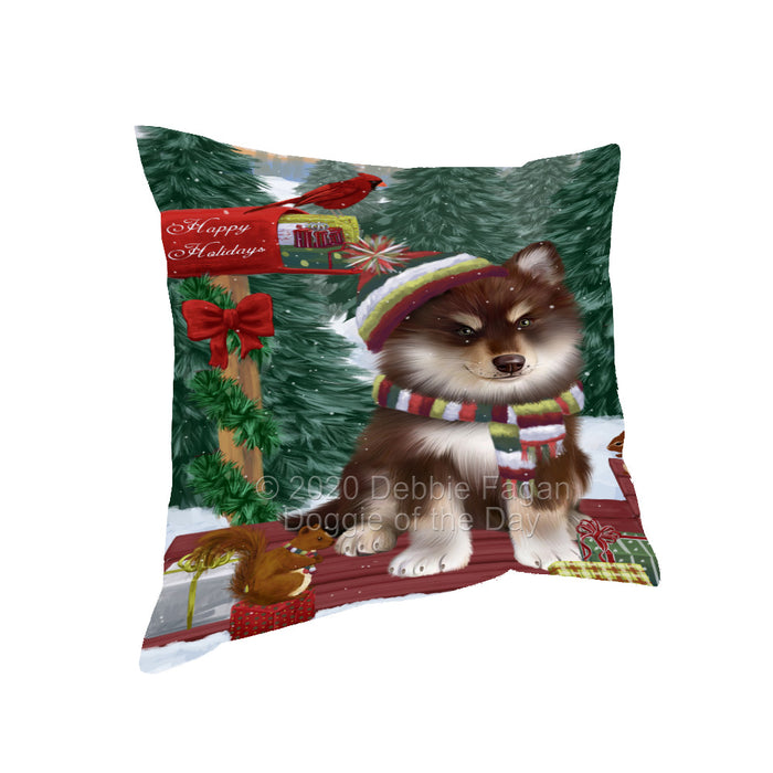 Christmas Woodland Sled Finnish Lapphund Dog Pillow with Top Quality High-Resolution Images - Ultra Soft Pet Pillows for Sleeping - Reversible & Comfort - Ideal Gift for Dog Lover - Cushion for Sofa Couch Bed - 100% Polyester, PILA93619