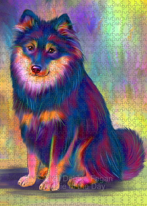 Paradise Wave Finnish Lapphund Dog Portrait Jigsaw Puzzle for Adults Animal Interlocking Puzzle Game Unique Gift for Dog Lover's with Metal Tin Box