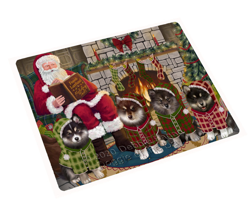 Christmas Cozy Fire Holiday Tails Finnish Lapphund Dogs Cutting Board - For Kitchen - Scratch & Stain Resistant - Designed To Stay In Place - Easy To Clean By Hand - Perfect for Chopping Meats, Vegetables