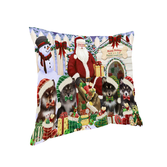 Christmas Dog house Gathering Finnish Lapphund Dogs Pillow with Top Quality High-Resolution Images - Ultra Soft Pet Pillows for Sleeping - Reversible & Comfort - Ideal Gift for Dog Lover - Cushion for Sofa Couch Bed - 100% Polyester