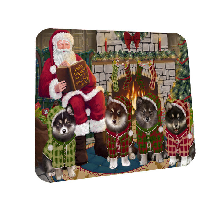 Christmas Cozy Fire Holiday Tails Finnish Lapphund Dogs Coasters Set of 4 CSTA58404