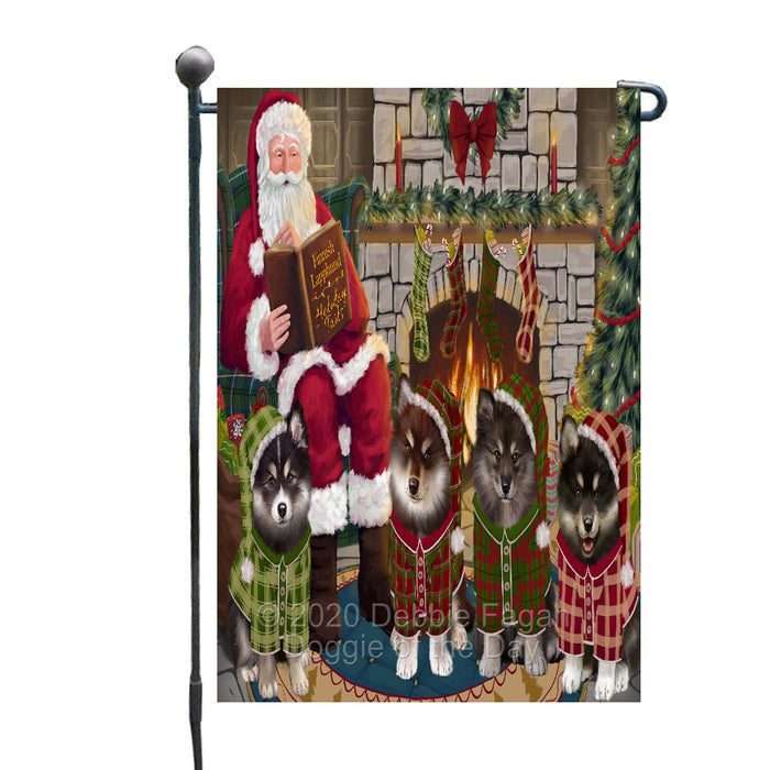 Christmas Cozy Fire Holiday Tails Finnish Lapphund Dogs Garden Flags Outdoor Decor for Homes and Gardens Double Sided Garden Yard Spring Decorative Vertical Home Flags Garden Porch Lawn Flag for Decorations