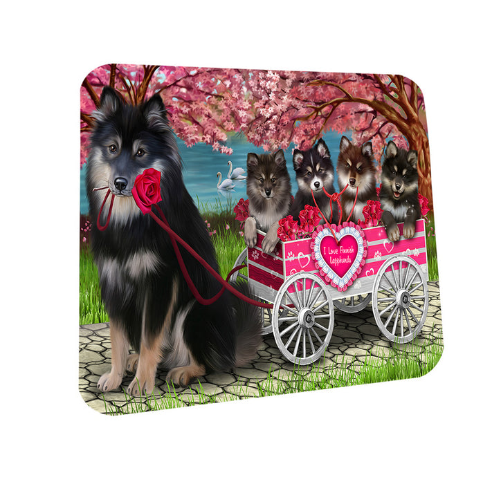 I Love Finnish Lapphund Dogs in a Cart Coasters Set of 4 CST57075