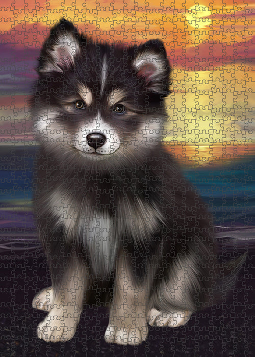 Sunset Finnish Lapphund Dog Portrait Jigsaw Puzzle for Adults Animal Interlocking Puzzle Game Unique Gift for Dog Lover's with Metal Tin Box PZL123