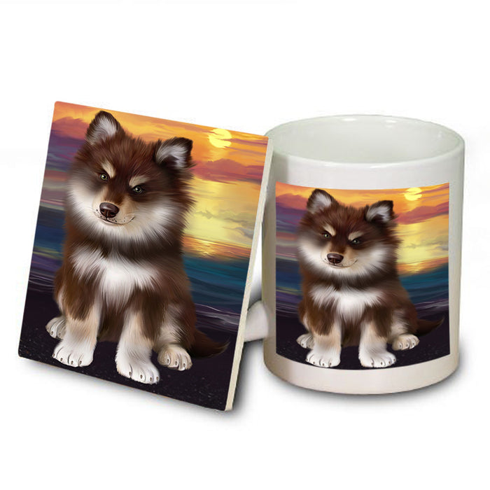 Sunset Finnish Lapphund Dog Mug and Coaster Set MUC57149