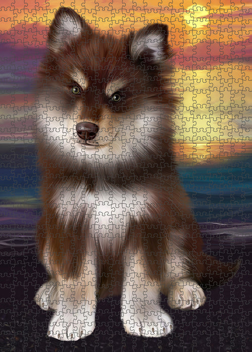 Sunset Finnish Lapphund Dog Portrait Jigsaw Puzzle for Adults Animal Interlocking Puzzle Game Unique Gift for Dog Lover's with Metal Tin Box PZL125
