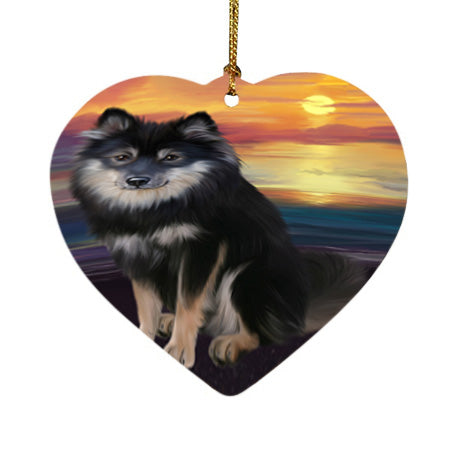 Sunset Finnish Lapphund Dog Heart Christmas Ornament HPOR58032