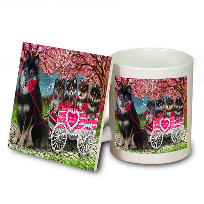 I Love Finnish Lapphund Dogs in a Cart Mug and Coaster Set MUC57109