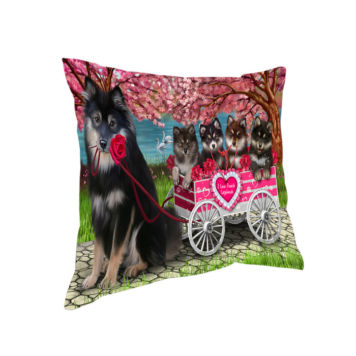 I Love Finnish Lapphund Dogs in a Cart Pillow PIL86380