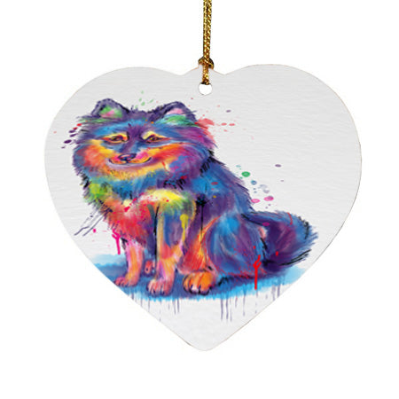 Watercolor Finnish Lapphund Dog Heart Christmas Ornament HPOR57436