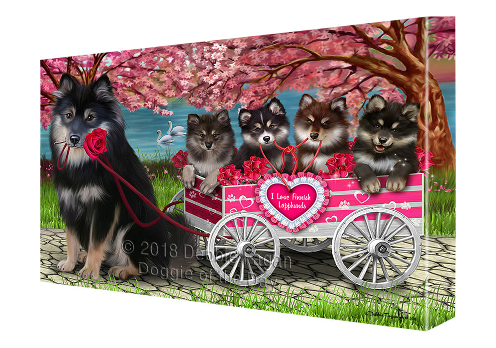I Love Finnish Lapphund Dogs in a Cart Canvas Print Wall Art Décor CVS136493