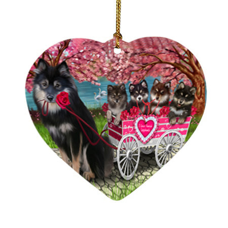 I Love Finnish Lapphund Dogs in a Cart Heart Christmas Ornament HPOR58007