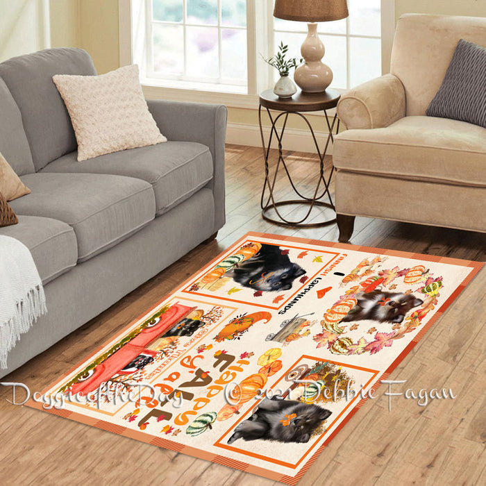 Happy Fall Y'all Pumpkin Finnish Lapphund Dogs Polyester Living Room Carpet Area Rug ARUG66838