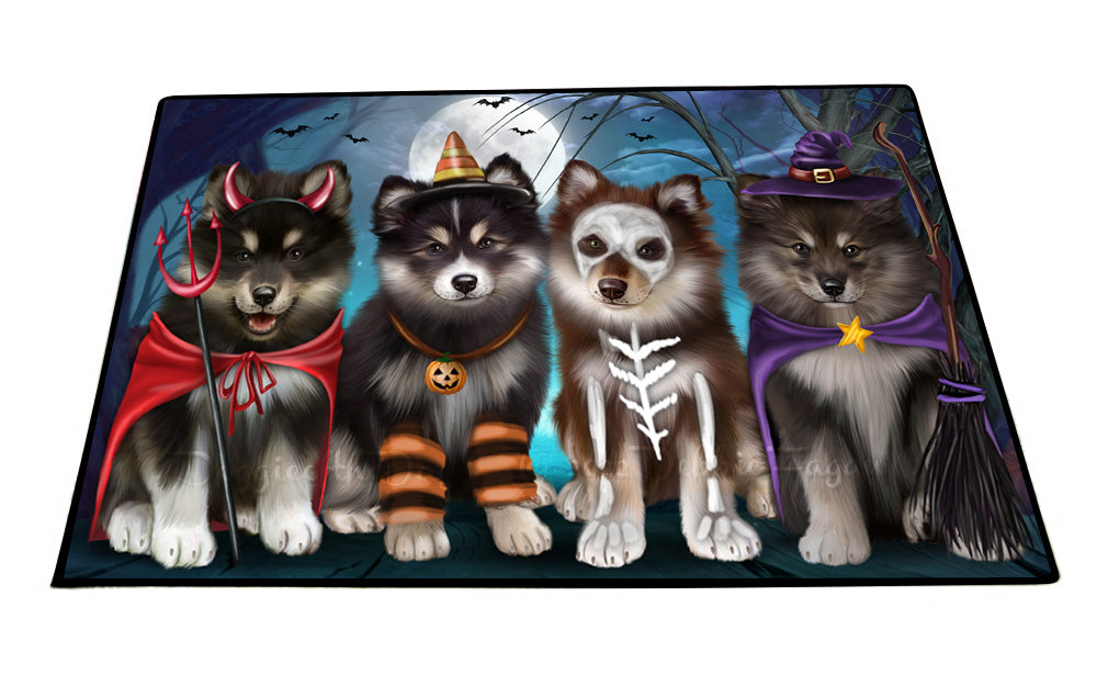 Happy Halloween Trick or Treat Finnish Lapphund Dogs Floor Mat- Anti-Slip Pet Door Mat Indoor Outdoor Front Rug Mats for Home Outside Entrance Pets Portrait Unique Rug Washable Premium Quality Mat