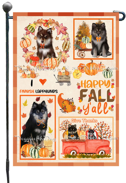 Happy Fall Y'all Pumpkin Finnish Lapphund Dogs Garden Flags- Outdoor Double Sided Garden Yard Porch Lawn Spring Decorative Vertical Home Flags 12 1/2"w x 18"h