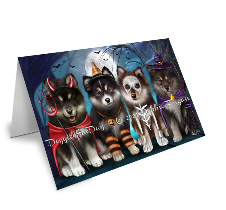 Happy Halloween Trick or Treat Finnish Lapphund Dogs Handmade Artwork Assorted Pets Greeting Cards and Note Cards with Envelopes for All Occasions and Holiday Seasons GCD76754