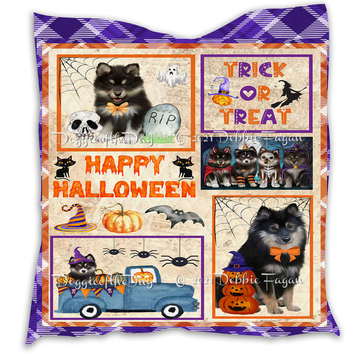 Happy Halloween Trick or Treat Pumpkin Finnish Lapphund Dogs Lightweight Soft Bedspread Coverlet Bedding Quilt QUILT60891