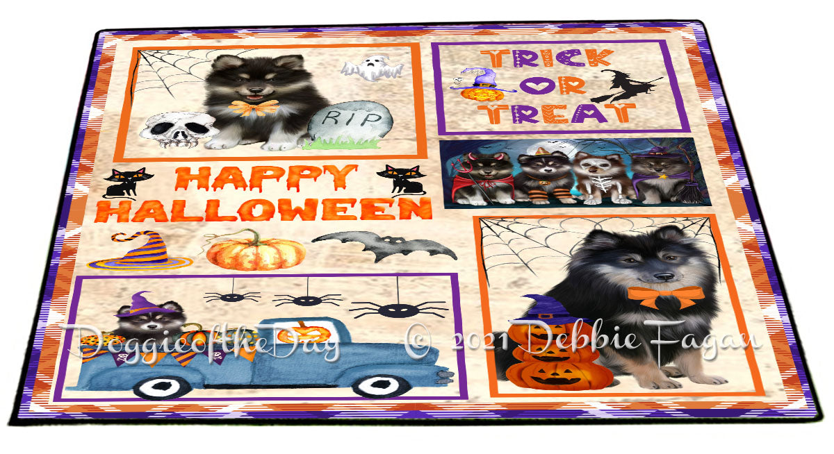 Happy Halloween Trick or Treat Finnish Lapphund Dogs Indoor/Outdoor Welcome Floormat - Premium Quality Washable Anti-Slip Doormat Rug FLMS58090