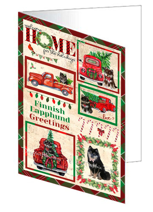 Welcome Home for Christmas Holidays Finnish Lapphund Dogs Handmade Artwork Assorted Pets Greeting Cards and Note Cards with Envelopes for All Occasions and Holiday Seasons GCD76172