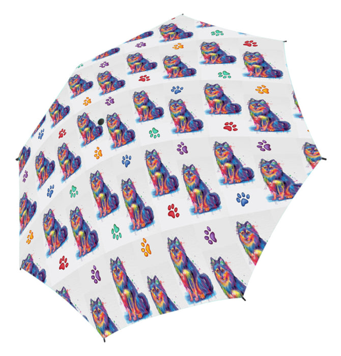 Watercolor Mini Finnish Lapphund DogsSemi-Automatic Foldable Umbrella